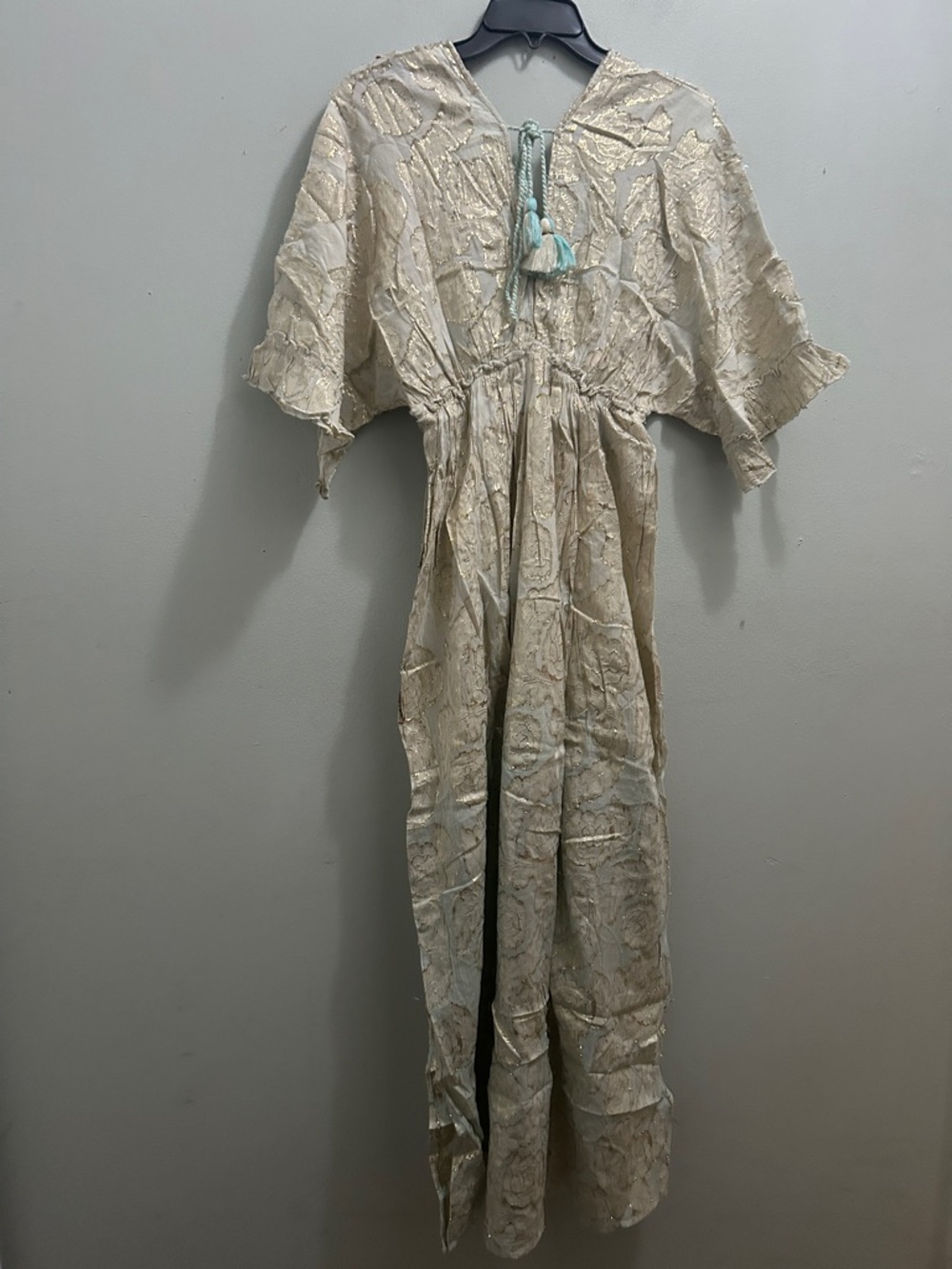 Spell Cream Maxi Dress with Blue Tassel Tie - Picture 5 of 6